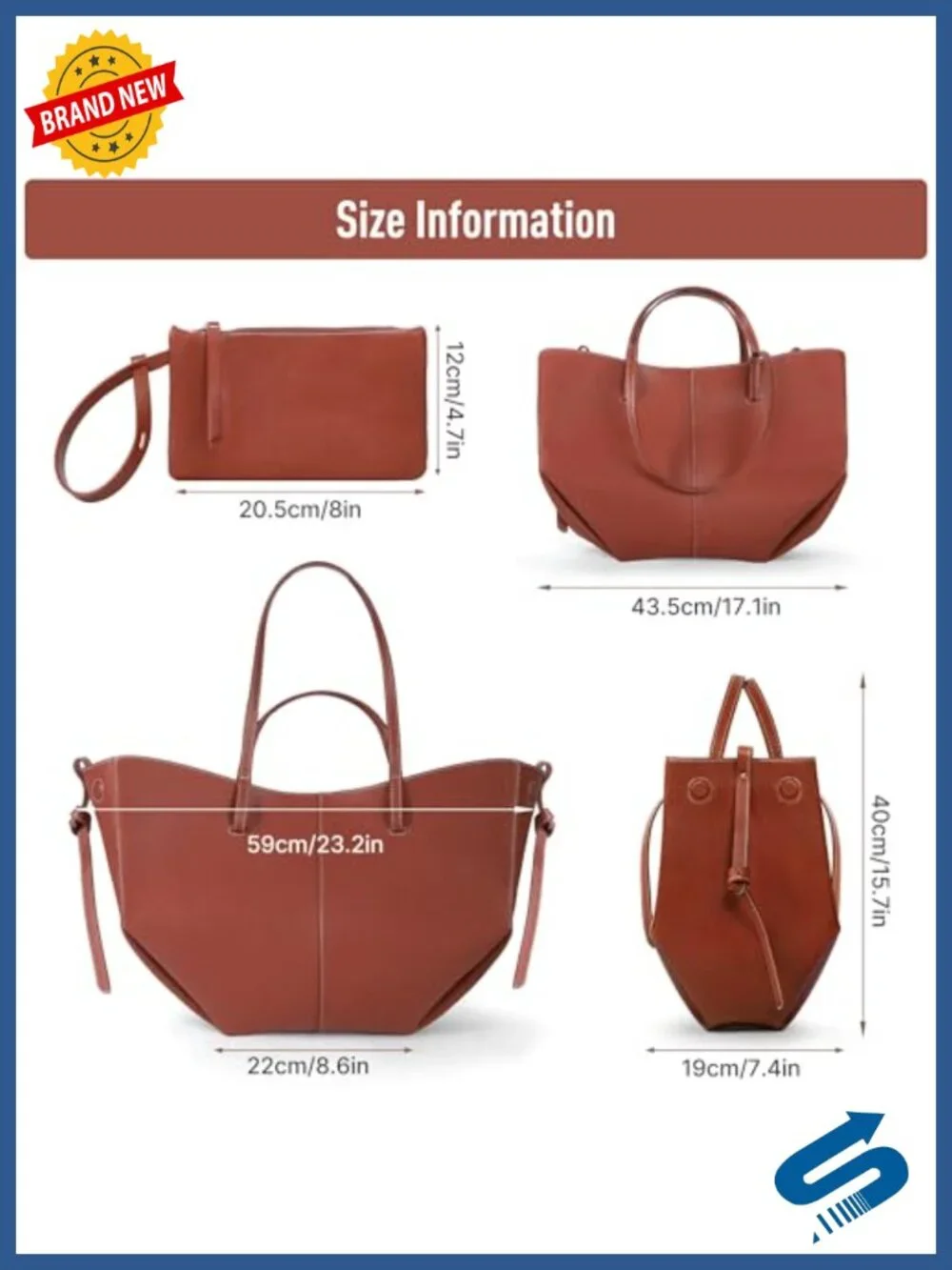 Faux Leather Bucket Tote Handbag Convertible Shoulder Bag Work Travel